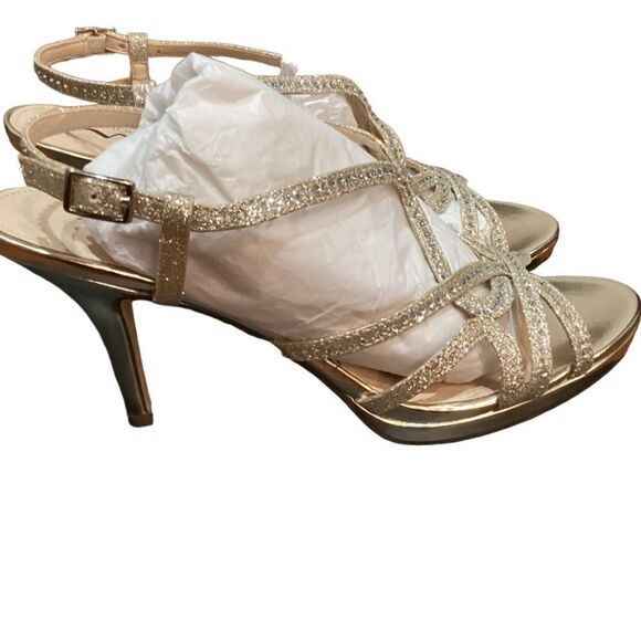 Touch of Nina Vionna Metallic Gold Sparkle Party Sandal Heels 8.5 - Picture 2 of 15